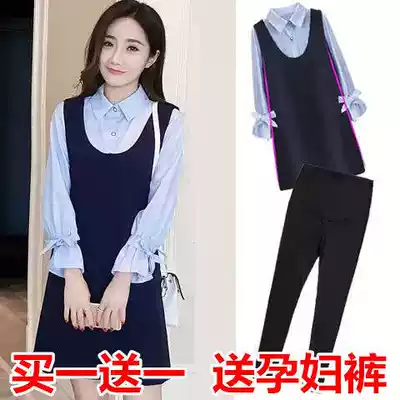 Pregnant women's clothing set Spring and Autumn long version of loose top two-piece dress breastfeeding clothes go out to wear pregnant women's autumn clothes