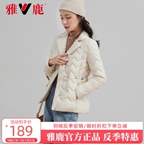 Yalu light down jacket 2021 new womens short spring and autumn Korean version of the trend suit collar thin jacket trend