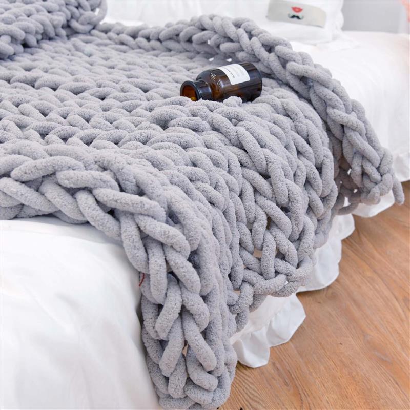 Handmade Chunky Yarn Knitted Blanket Chenille Stick Knitting Blanket Yarn Blanket Sofa Blanket Throw Blanket Photography Prop Blanket Handmade Chunky Yarn Knitted Blanket Chenille Stick Knitting Blanket Yarn Blanket Sofa Blanket Throw Blanket Photography Prop Blanket