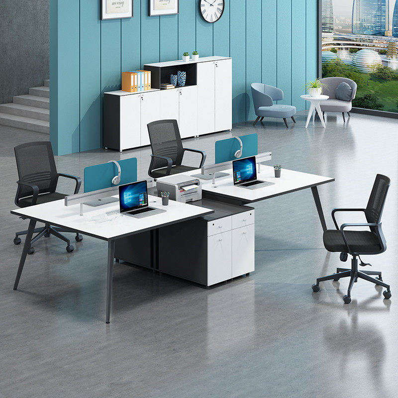Beijing Staff Desk Employee clamping station table and chairs combination minimalist modern 4 people's office table furniture