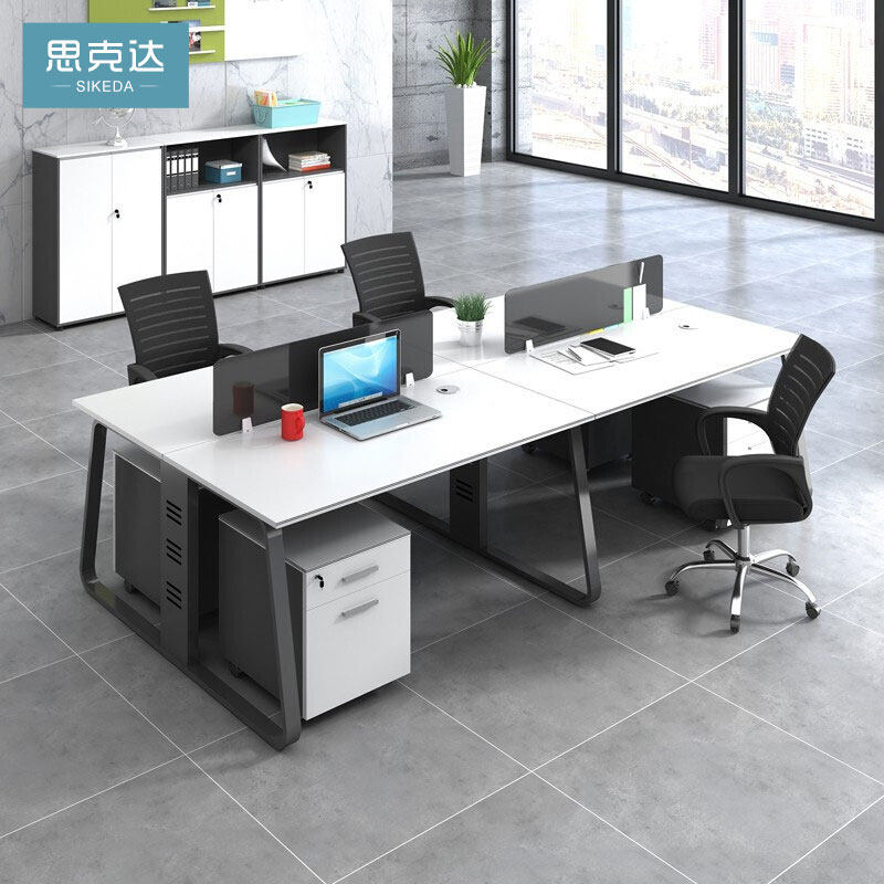 Staff Desk Chair Composition Brief Modern 4 6 People Office Furniture Desk Work Position Screen Partition