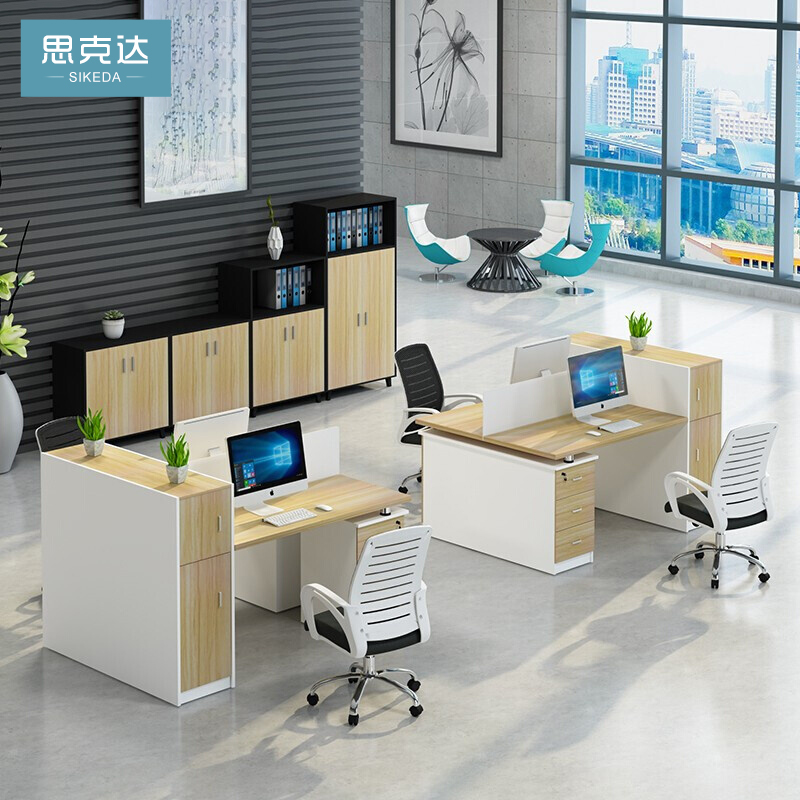 Desk chair combination minimalist modern staff Screen station office 2 4 6 people position table clamping seat