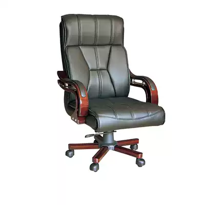 Boss chair black leather middle class chair swivel chair staff chair boss computer chair noble atmosphere wooden foot office chair