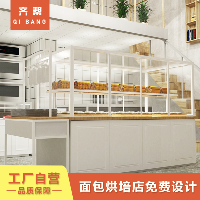 Bread display island cabinet west point cake cabinet model cabinet commercial curved glass titanium-plated display counter customization