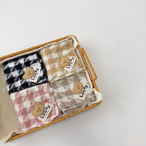 Korean version ins bear childrens scarf warm neck triangle scarf boy and girl baby scarf 2024 new square scarf