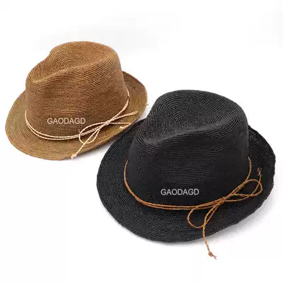 Raffi grass curly top hat fine crochet sunshade fashion outdoor travel sun protection male and female jazz hat