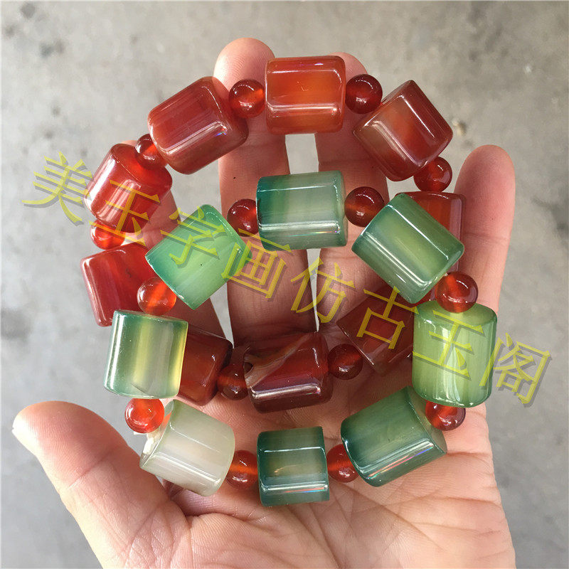 Bottom colour good no impurities with natural streaks good Manau cylindrical hand strings imitation ancient various colours agate male and female hand strings