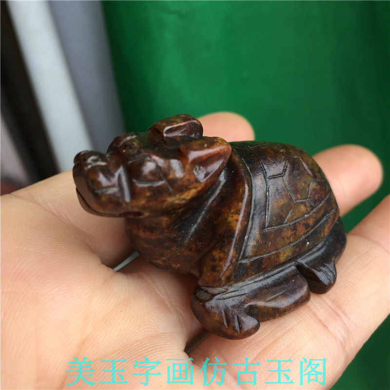 Longevity tortoise waist old jade goods antique imitation Han Dynasty animal pieces dragon tortoise god tortoise Pei Suzhou carving Xiuyu pendant handle