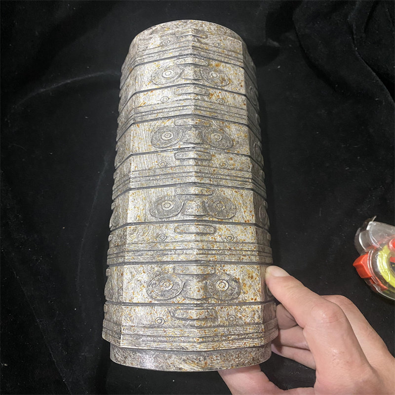 Large-shaped jade human face multilayer imitation Liangchu culture pendulum piece jade palm sacrificial ceremonial ritual ware ancient play to make a piece of chicken bone white jade