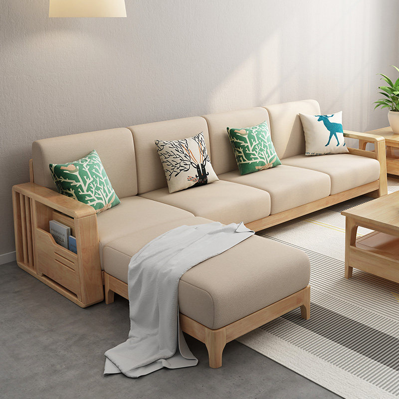 Yifan solid wood sofa combination chaise corner sofa simple modern living room small apartment complete Nordic furniture