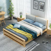 Nordic solid wood bed 1 5 double bed 1 8 meters bedroom modern minimalist 1 35 small apartment log high box storage bed