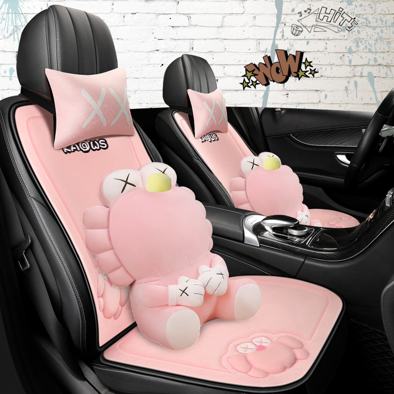 Car seat cushion Chaumento winter plush car cushion monolithic woman cute seat cover Cartoon rear cushion Four Seasons universal