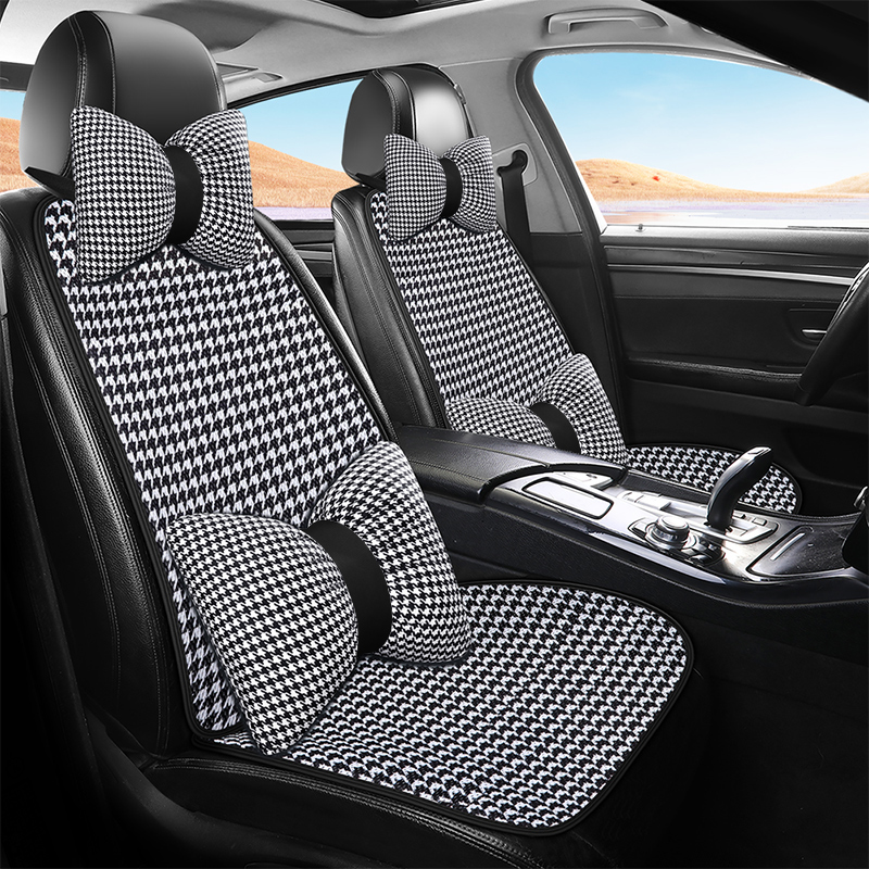 Car seat cover summer cool pad ice silk pad simple houndstooth ladies car seat cover four seasons universal breathable