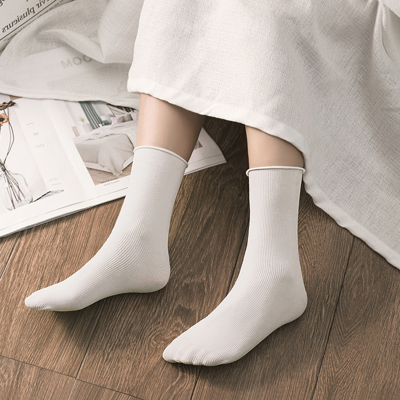 Summer rain boots women's anti-wear feet ice ice socks solid color thin section medium tube bubble socks fashion wild breathable socks ins tide