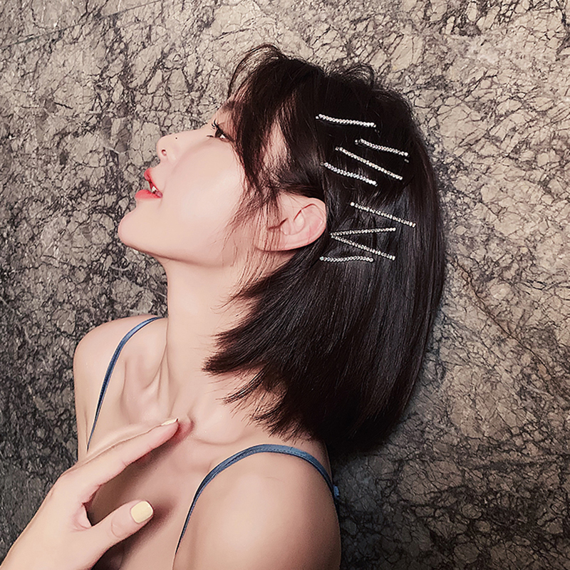 Korean word clip hairpin simple hairpin bangs clip side clip side temperament rhinestone hair accessories full headgear net red female