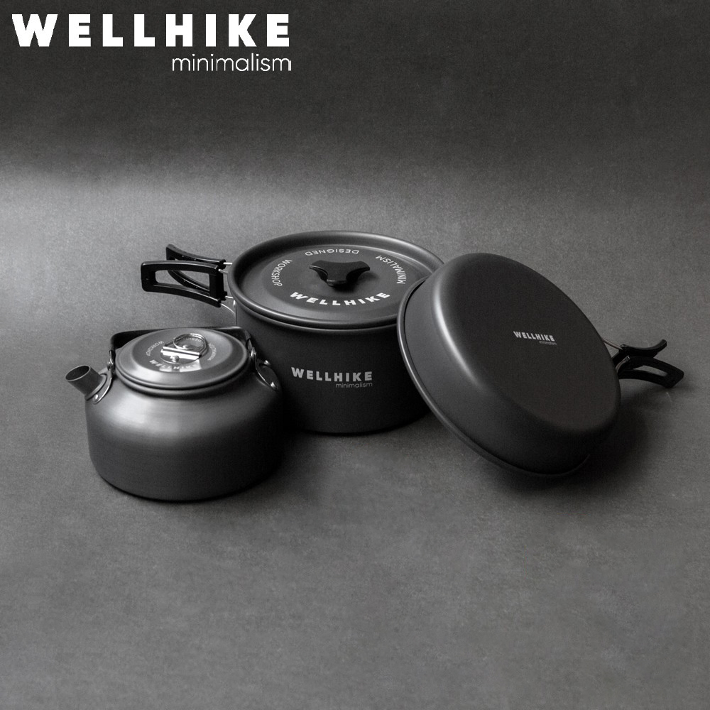 WELLHIKE OUTDOOR POT Light Weight Equipped Picnic Camping Cooker Cook Pan Frying Pan Burning Kettle Three Sets Pan-Taobao