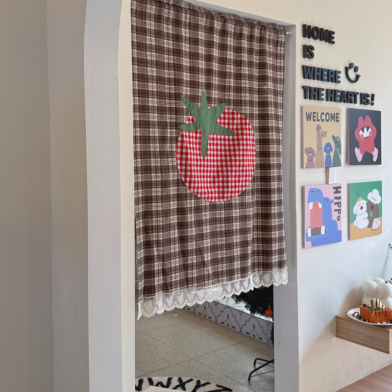 Good Things Happen Dopamine Vintage Handmade Door Curtain Half Curtain Retro Atmosphere Small Curtain Half Partition Curtain