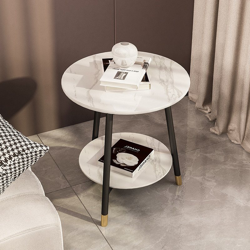 Sofa side table light luxury modern minimalist square bedside table side table side table marble slate small coffee table corner table minimalist