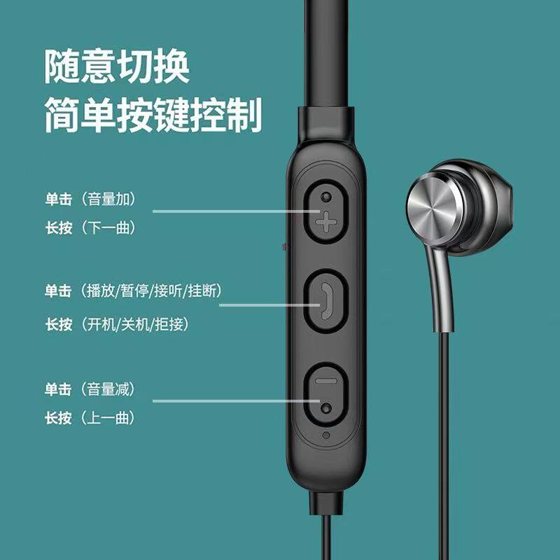 Neckband Bluetooth Earphones, Neck-Mounted Wireless Sports Earphones, Magnetic Running Semi-In-Ear Earphones, Universal for Mobile Phones, Ultra-Long Standby