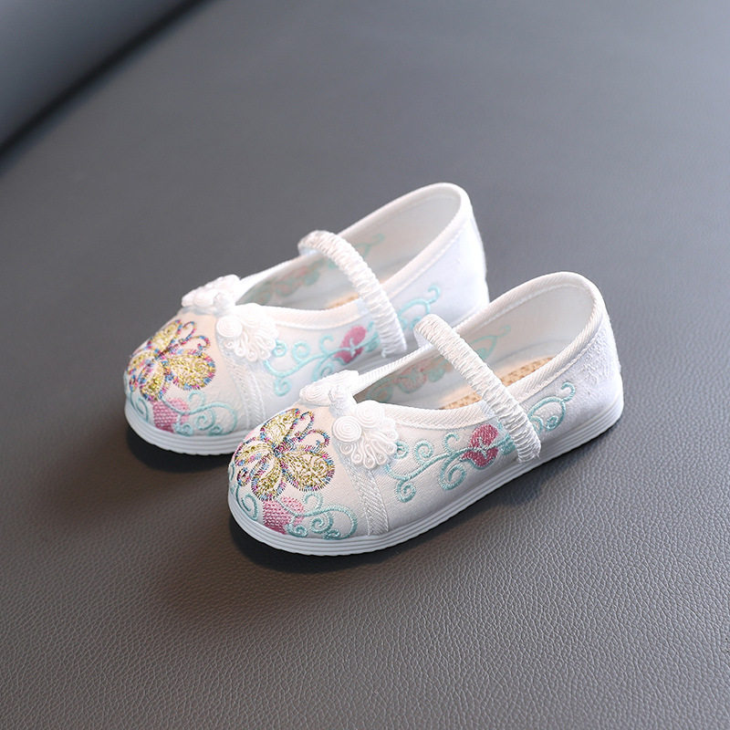 Children's Hanfu shoes embroidered shoes spring and autumn new Chinese style dance girls ethnic style costume shoes handmade cloth shoes
