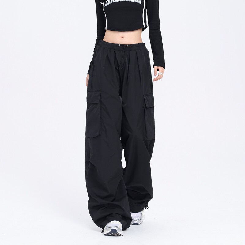Summer New Style Cargo Pants Black Paratrooper Loose Fit Petite Outdoor Sports Jazz Dance Wide-Leg Casual Pants Unisex Summer New Style Cargo Pants Black Paratrooper Loose Fit Petite Outdoor Sports Jazz Dance Wide-Leg Casual Pants Unisex