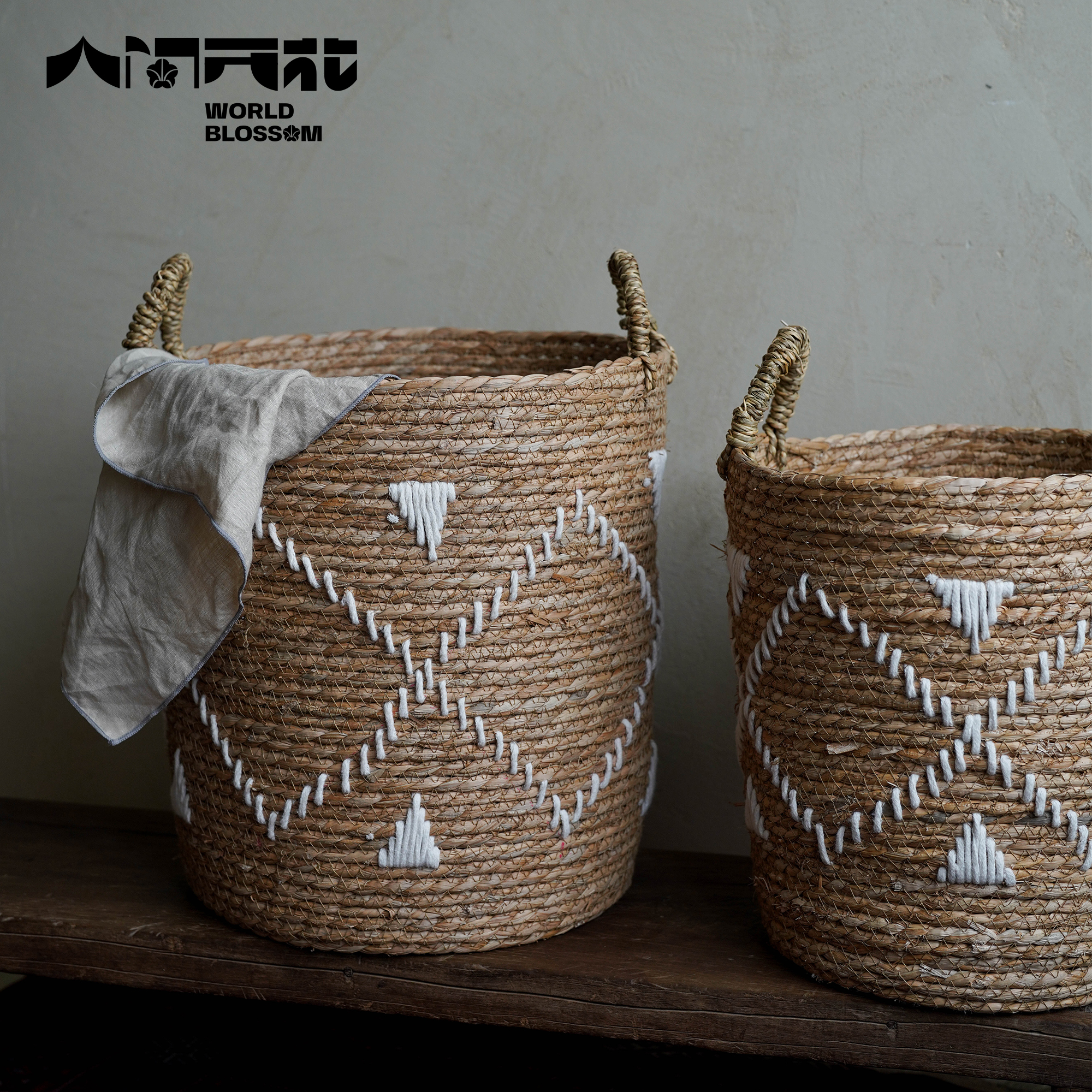 Earthly flowering Original hand woven straw woven straw Contained Fields Wind Containing basket Dirty Coat Basket-Taobao
