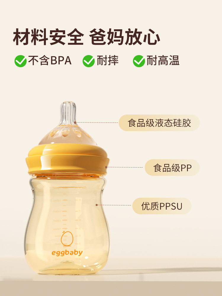Baby Bottle for Newborn Babies from 0 to 3-6 Months Old, Special for Newborns, Anti-Flatulence, Anti-Choking, Milk-Resistant, Drop-Resistant, Wide-Diameter Ppsu