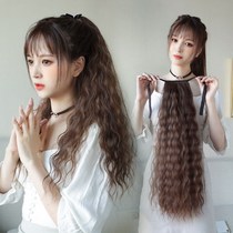 Corn hot fake ponytail wig female hiphop hip hop European and American small roll fluffy tied wool long ponytail
