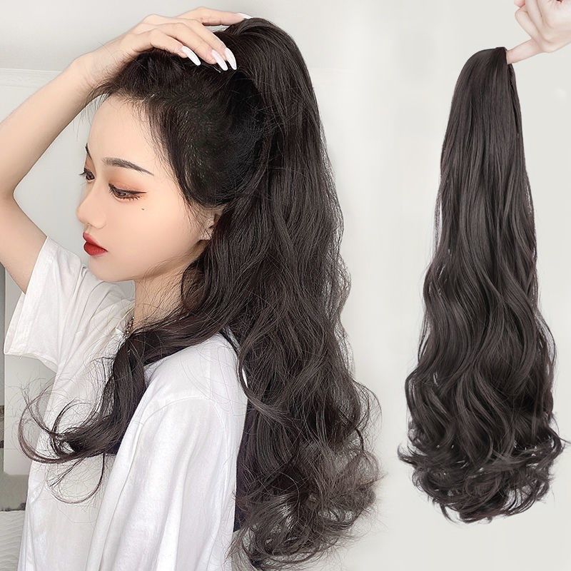 Ponytail wig female long hair grab clip wig ponytail strap type large wavy long curly hair high ponytail fake ponytail