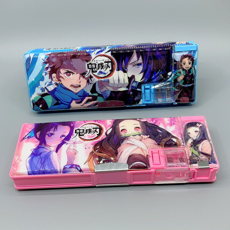 New Ghost's Edge Cartoon Secondary Meta Children Lead Pencil Case Elementary Students Pen Case Bifacial Multifunction Band Pencil Sharpeners