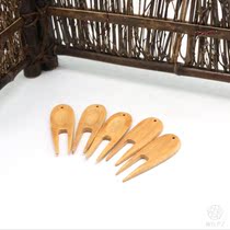 Pinzhu ins golf green fork oval bamboo fork lawn organizer mark tool mark portable accessories