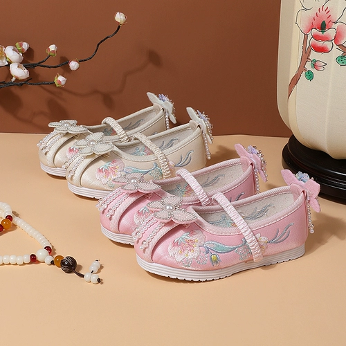 Ханьфу, обувь, этнические слипоны, детские туфли, этнический стиль, с вышивкой