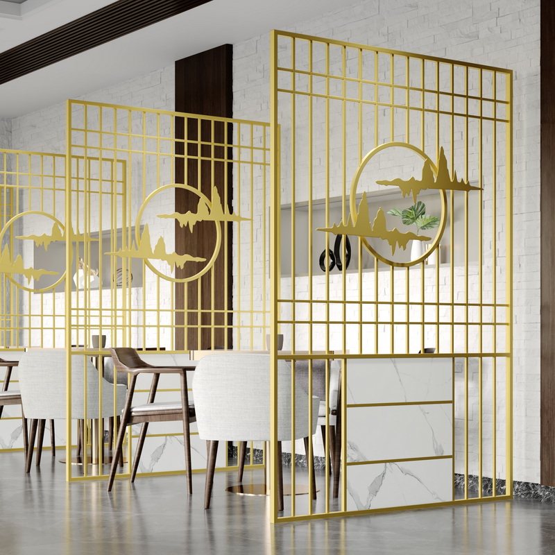 Simple iron and art restaurant screen hot pot shop card fence Hotel lobby masonry grille Hotel partition decoration