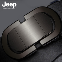 jeep gip leather strap men genuine leather pure cow leather belt smooth buckle youth middle-aged business trend pants strap