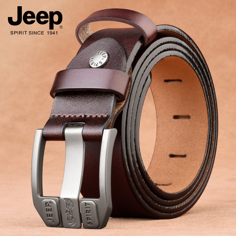 jeep belt men's genuine leather pure cowhide casual youth pin buckle belt 2022 new summer jeans belt