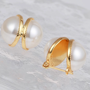 圆形双面珍珠母贝耳环小众轻奢设计法式耳饰