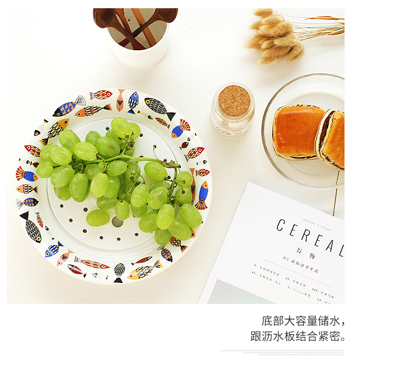 Ceramic tableware utsuwa double drop round home large dumpling dinner plate deep water dish dish steamed fish dish plate