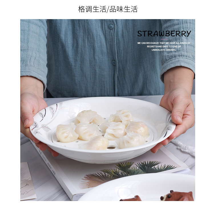 Double disc ceramic large dumpling plate utsuwa dumpling dish drop household ipads China creative fruit dish platter