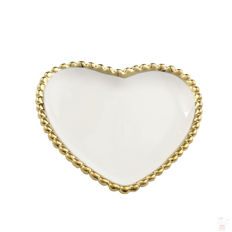 Utsuwa Nordic gilded edge bead light point ceramic plate plate key-2 luxury home early receive jewelry bundt cake plate