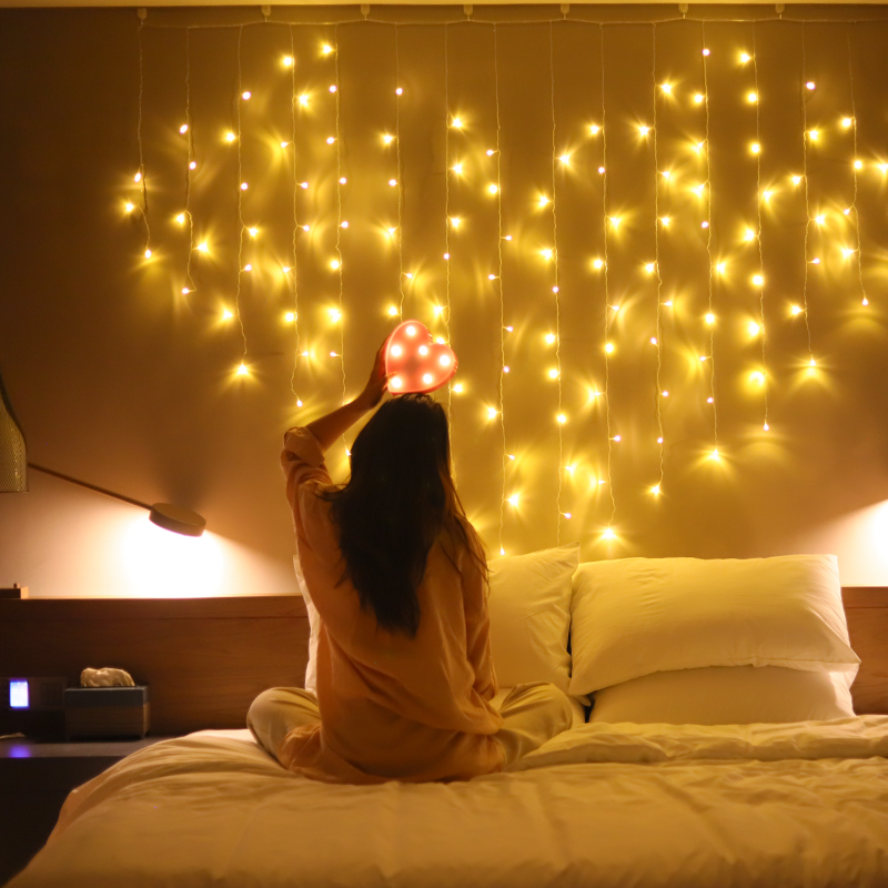 LED star lights Curtains Balcony Bedroom Room decoration New Year decoration Small colored lights Flash lights String lights Full of stars