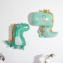 Net red Q version cartoon crown green dinosaur aluminum film balloon boy baby children birthday party decoration supplies