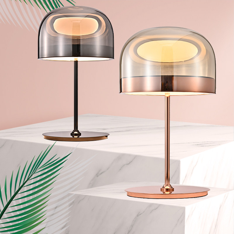 Far Fen Nordic creative ins wind table lamp simple fashion living room bedroom study Italian glass lamp shade lamp fixtures