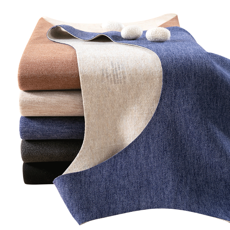 Wool silk warm vest men plus velvet thickened winter