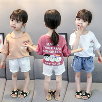 Girls short-sleeved 2020 new cotton baby summer childrens clothing half-sleeved summer top childrens Western style t-shirt 2-8 years old