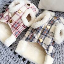 Can trace dog clothes autumn and winter thickness small dog pet winter fitted belly in winter plus strap towing
