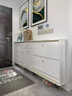 New Chinese multifunctional multi-layer solid wood vertical shoe cabinet ultra-thin door rear cabinet storage cabinet porch cabinet custom custom