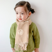 Childrens scarf female imitation cashmere warm Korean version of Joker Smiley boy girl bib baby windproof baby autumn and winter