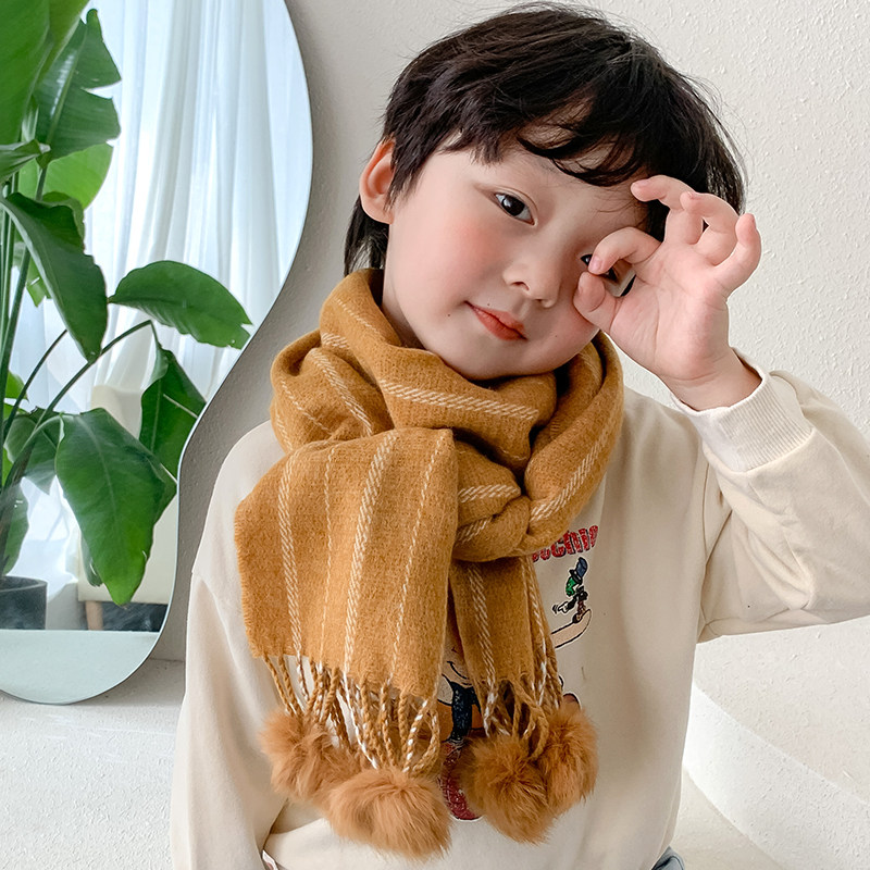 Children's Scarf Winter Boys' Striped Cashmere Girls' Korean Style All-match Infant Warm Baby Kids' Bracelet