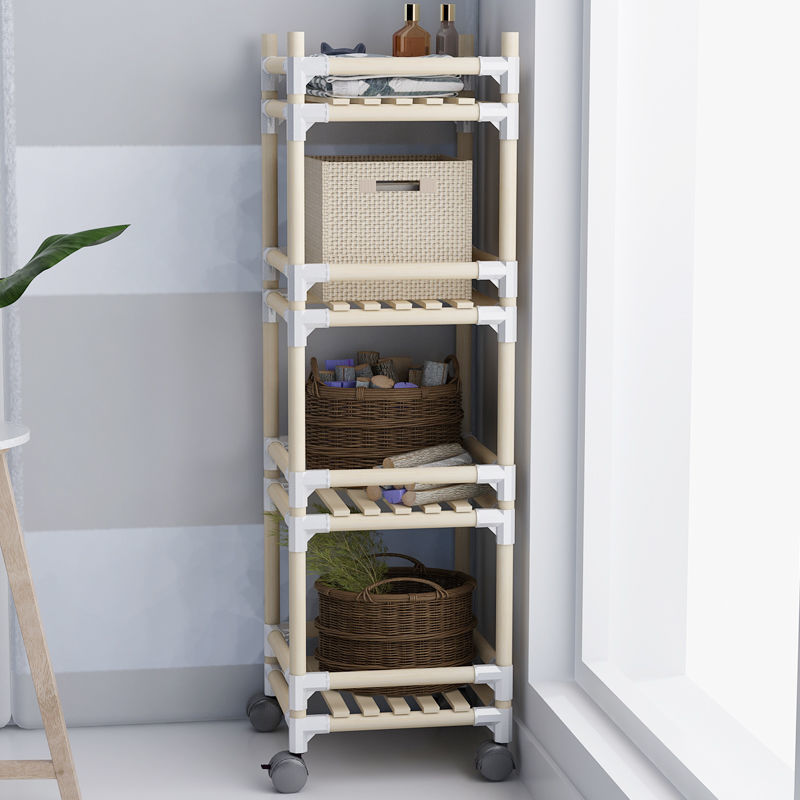 Multifunctional bold solid wood kitchen shelf floor pot rack bookshelf bedroom living room powder room multi-layer storage shelf