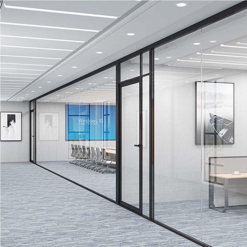 Custom Office Screen Aluminum Alloy Monolayer Transparent Tempered Glass Without Frame High Partition Partition Wall Room Soundproof Wall